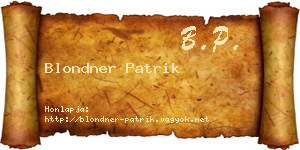 Blondner Patrik névjegykártya